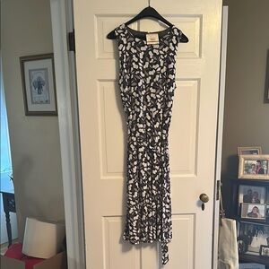 Anne Klein Black and White Patterned Midi Dress